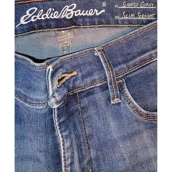Eddie Bauer Jeans Women 6 Blue Denim Slightly Curvy Slim Straight Leg Stretch - Picture 3 of 8